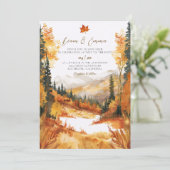 Rustic Fall Autumn Landscape Wedding Invitation Einladung (Stehend Vorderseite)