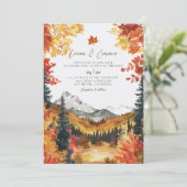 Rustic Fall Autumn Landscape Wedding Invitation Einladung (Stehend Vorderseite)
