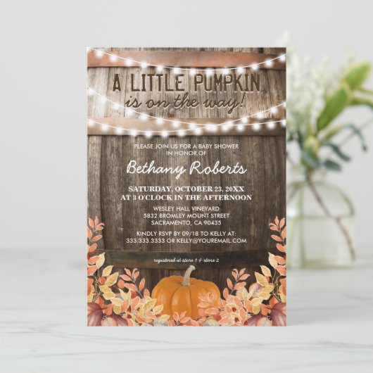 Rustic Fall Baby Dusche Einladung (Stehend Vorderseite)