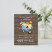 Rustic Fall Baby Shower Boy Little Pumpkin Herbst Einladungspostkarte (Stehend Vorderseite)