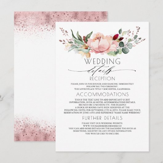 Rustic Fall Bloom Wedding Information Guest Begleitkarte (Vorne/Hinten)