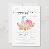 Rustic Fall Blue Pink Pumpkin Baby Dusche Einladung (Vorderseite)