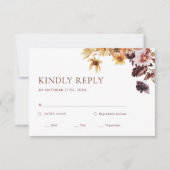 Rustic Fall Boho Floral Wedding RSVP Card Karte (Vorderseite)