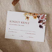 Rustic Fall Boho Floral Wedding RSVP Card Karte