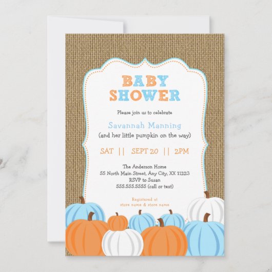 Rustic Fall Boy Baby Dusche Einladung (Vorderseite)