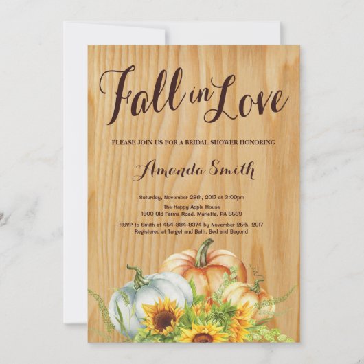 Rustic Fall Bridal Dusche Einladung (Vorderseite)