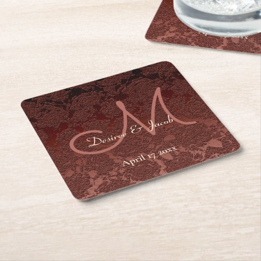 Rustic Fall Brown Champagne Monogram Wedding Rechteckiger Pappuntersetzer (angewinkelt)