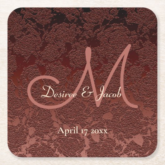 Rustic Fall Brown Champagne Monogram Wedding Rechteckiger Pappuntersetzer (Vorderseite)
