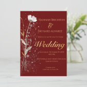 Rustic Fall Burgandy Bohemische Wildblume Hochzeit Einladung (Stehend Vorderseite)