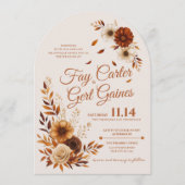 Rustic Fall Burnt Sienna Beige Floral Wedding Einladung (Vorderseite)