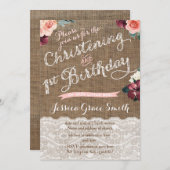 Rustic Fall Christening 1. Geburtstag Party Mädche Einladung (Vorne/Hinten)