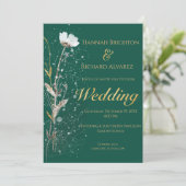 Rustic Fall Emerald Bohemische Wildblume Hochzeit Einladung (Stehend Vorderseite)