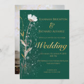Rustic Fall Emerald Bohemische Wildblume Hochzeit Einladung (Vorne/Hinten)