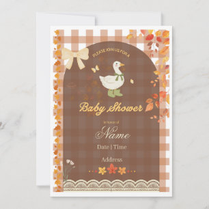 Rustic Fall Ente Land Gingham & Herbstlaub Einladung