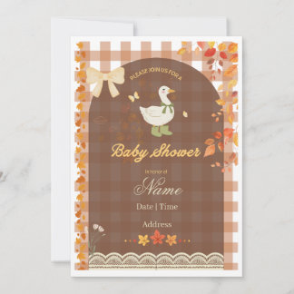 Rustic Fall Ente | Land Gingham & Herbstlaub Einladung