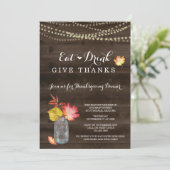 Rustic Fall Erntedank Dinner Party Einladung (Stehend Vorderseite)