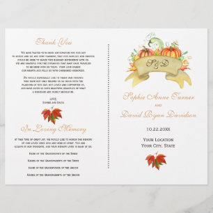 Rustic Fall Erntedank Pumpkins Hochzeitsprogramm