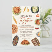 Rustic Fall Erntedank Türkei Abendessen Einladung (Stehend Vorderseite)
