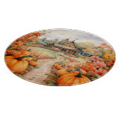 RUSTIC FALL FARMHOUSE WITH AUTUMN PUMPKINS SCHNEIDEBRETT (Ecke)