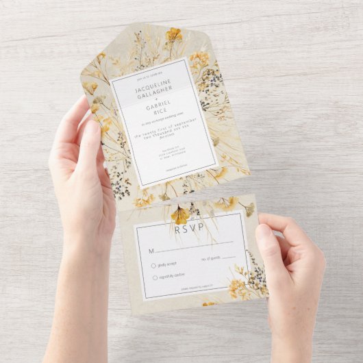 Rustic Fall Fields Wildblume No Dinner All In One Einladung (Abreißen)