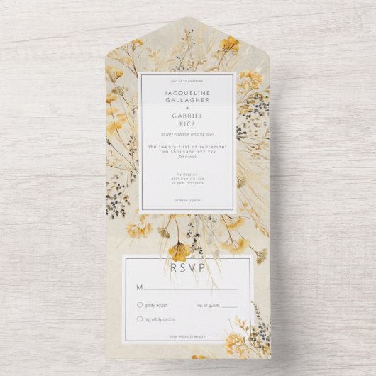 Rustic Fall Fields Wildblume No Dinner All In One Einladung (Innen Boden)