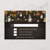 Rustic Fall Firefly Mason Jar Wedding RSVP Cards (Vorderseite)