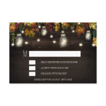 Rustic Fall Firefly Mason Jar Wedding RSVP Cards