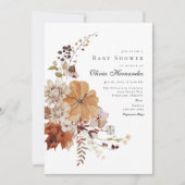 Rustic Fall Floral Baby Dusche Einladung (Vorderseite)