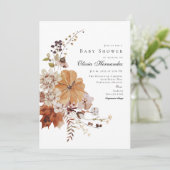 Rustic Fall Floral Baby Dusche Einladung (Stehend Vorderseite)