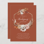 Rustic Fall Floral Blätter Erntedank Dinner Einladung (Vorne/Hinten)