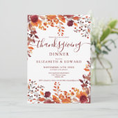 Rustic Fall Floral Blätter Erntedank Einladung (Stehend Vorderseite)