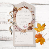 Rustic Fall Floral & Blätter Kein Abendessen All In One Einladung