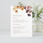 Rustic Fall Floral Boho Hochzeit Begleitkarte (Stehend Vorderseite)