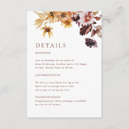 Rustic Fall Floral Boho Hochzeit Begleitkarte