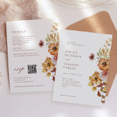Rustic Fall Floral Boho Wedding QR Einladung