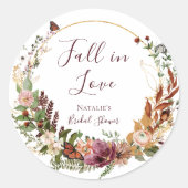 Rustic Fall Floral Brautparty Vielen Dank Runder Aufkleber (Vorderseite)