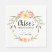 Rustic Fall Floral Brautparty Vielen Dank Serviette (Vorderseite)