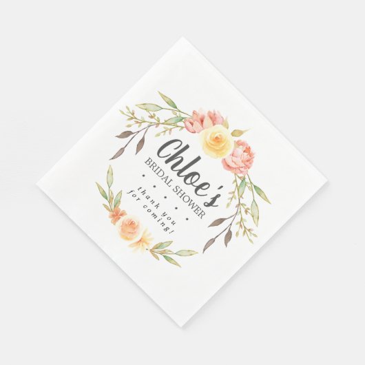 Rustic Fall Floral Brautparty Vielen Dank Serviette (Ecke)