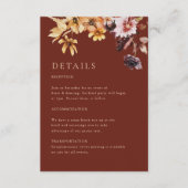 Rustic Fall Floral Burgundy Wedding Details Card Begleitkarte (Vorderseite)