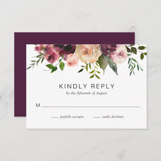 Rustic Fall Floral Elegante Hochzeit RSVP Karte (Vorne/Hinten)