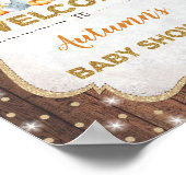 Rustic Fall Floral Elephant Baby Dusche Willkommen Poster (Ecke)