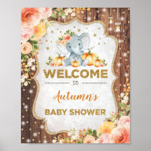 Rustic Fall Floral Elephant Baby Dusche Willkommen