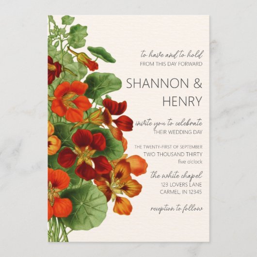 Rustic Fall Floral Modern Wedding Invitation Einladung (Vorderseite)