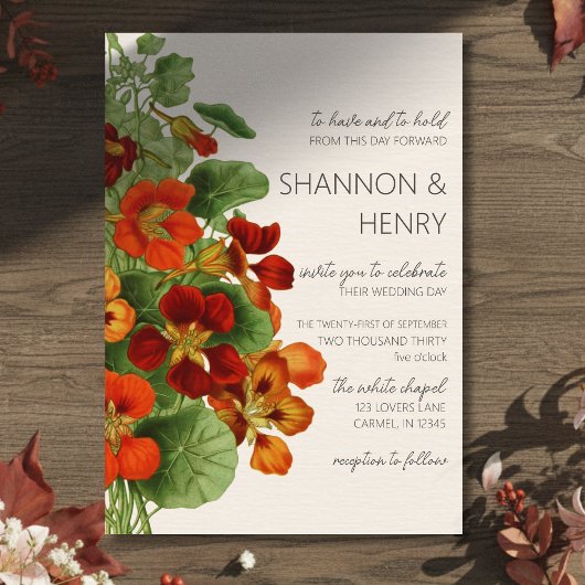 Rustic Fall Floral Modern Wedding Invitation Einladung