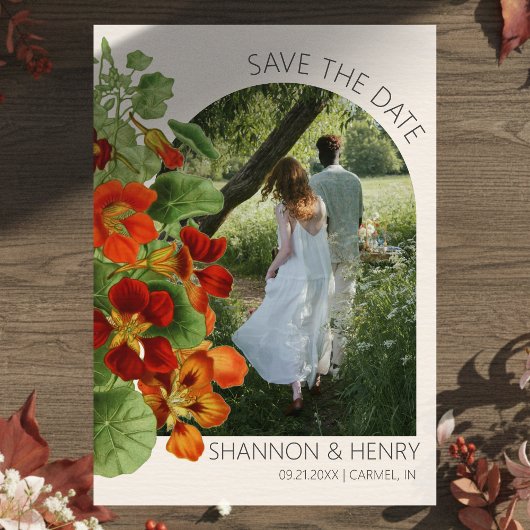 Rustic Fall Floral Modern Wedding Save the Date Einladung