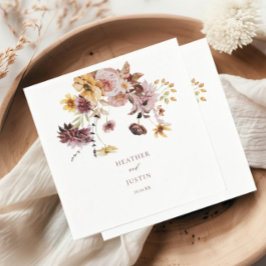 Rustic Fall Floral Monogram Wedding  Serviette