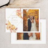 Rustic Fall Floral Pumpkin Hochzeit 2 Foto Gold Dankeskarte