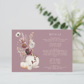 Rustic Fall Floral Pumpkin Hochzeit Begleitkarte (Stehend Vorderseite)