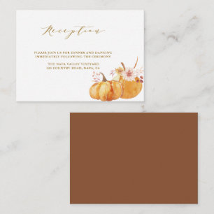 Rustic Fall Floral Pumpkin Hochzeit Empfang Gold Begleitkarte