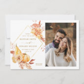 Rustic Fall Floral Pumpkin Hochzeit Foto Gold Save The Date (Vorderseite)